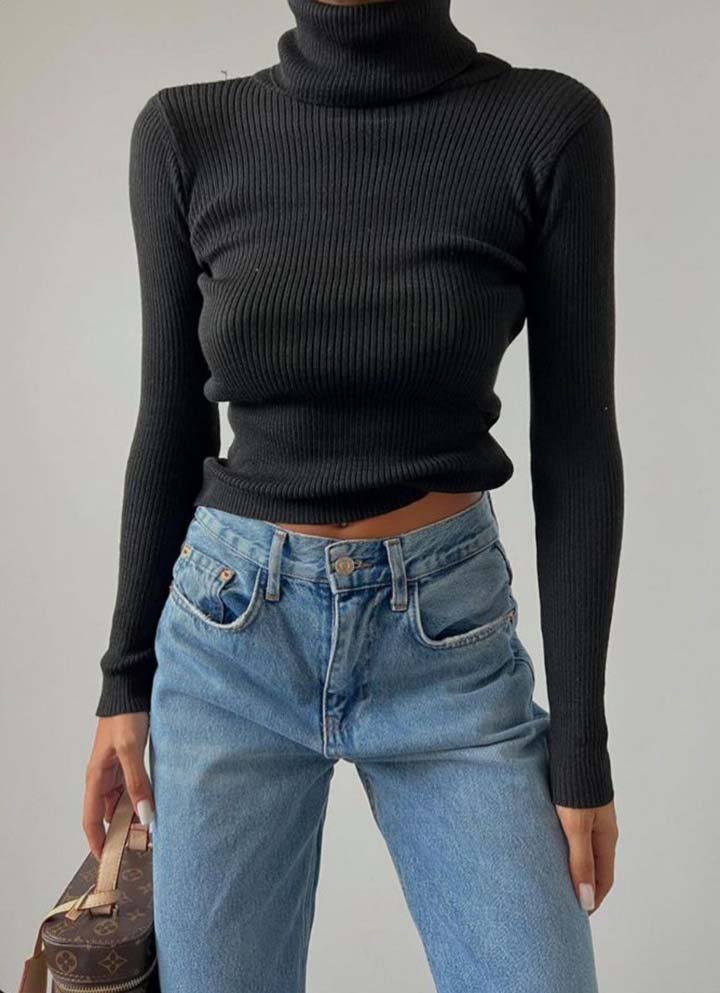 franco banetti ayten turtle neck black top