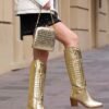 franco banetti metalic cowboy boots gold