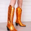 franco banetti metalic cowboy boots orange