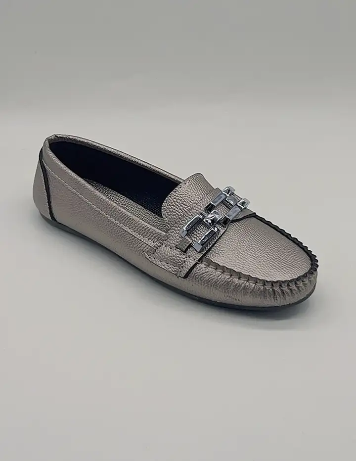 franco banetti Moccasin flat 6 silver