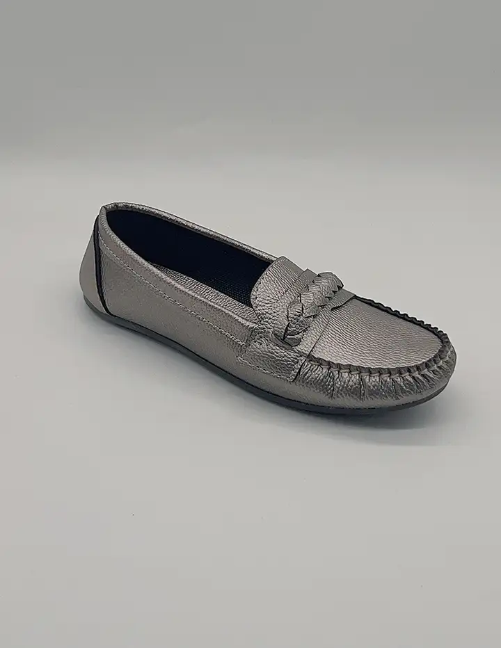 franco banetti Moccasin flat 8 silver