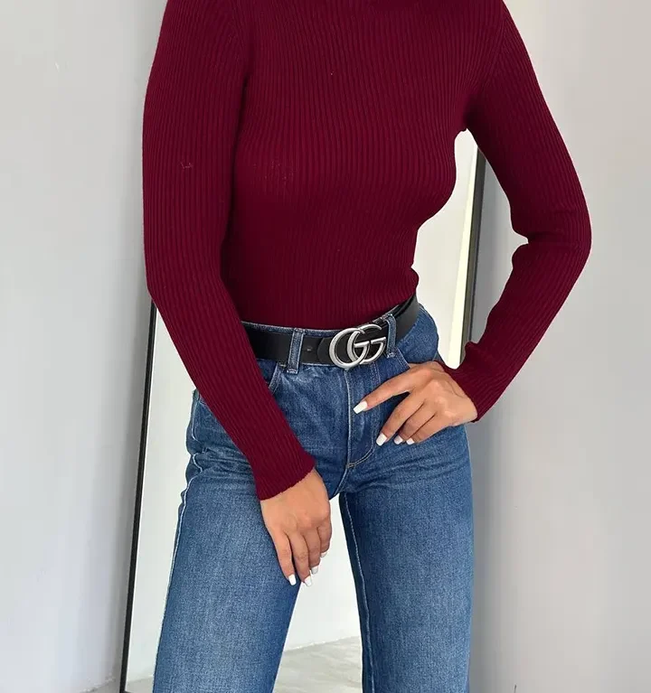 franco banetti ayten turtle neck top borgundy