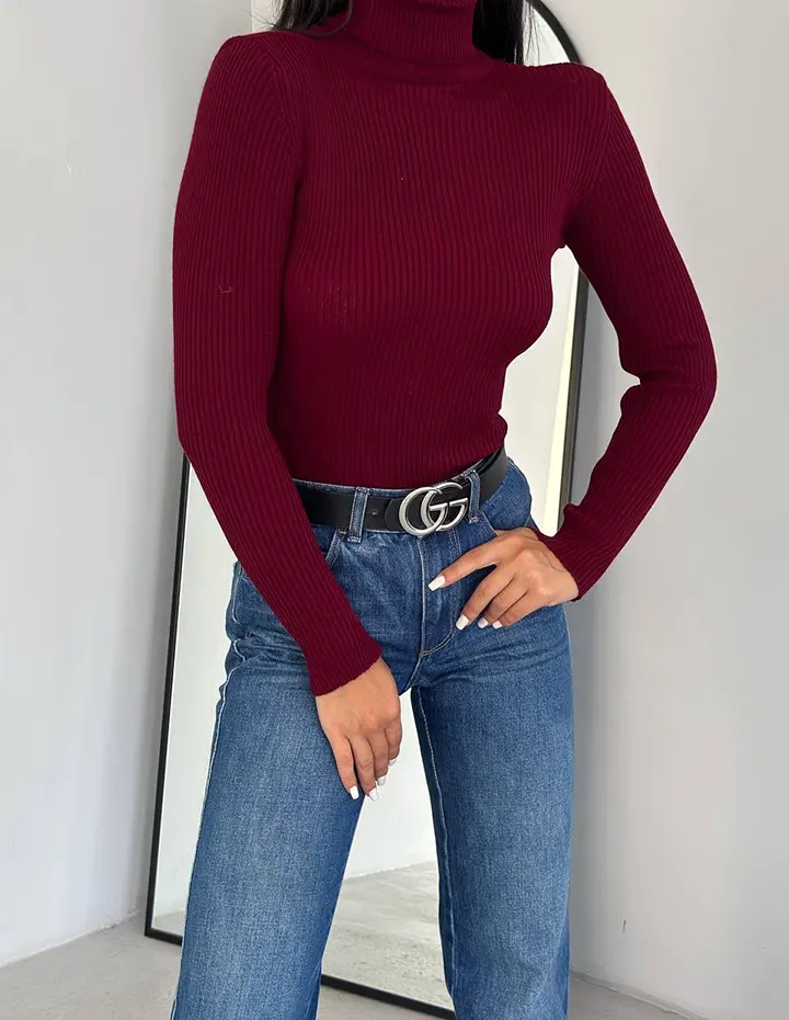 franco banetti ayten turtle neck top borgundy